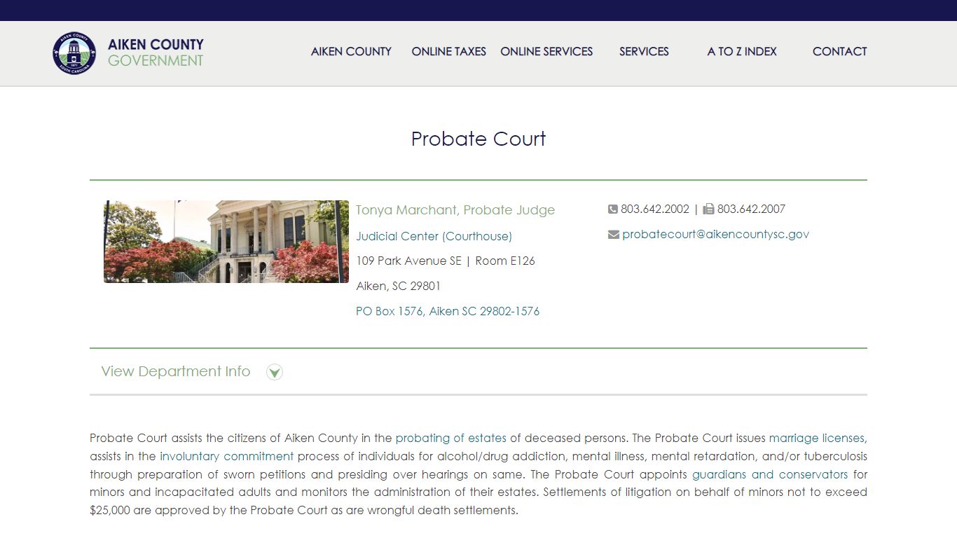 Probate Court - Aiken County Government
